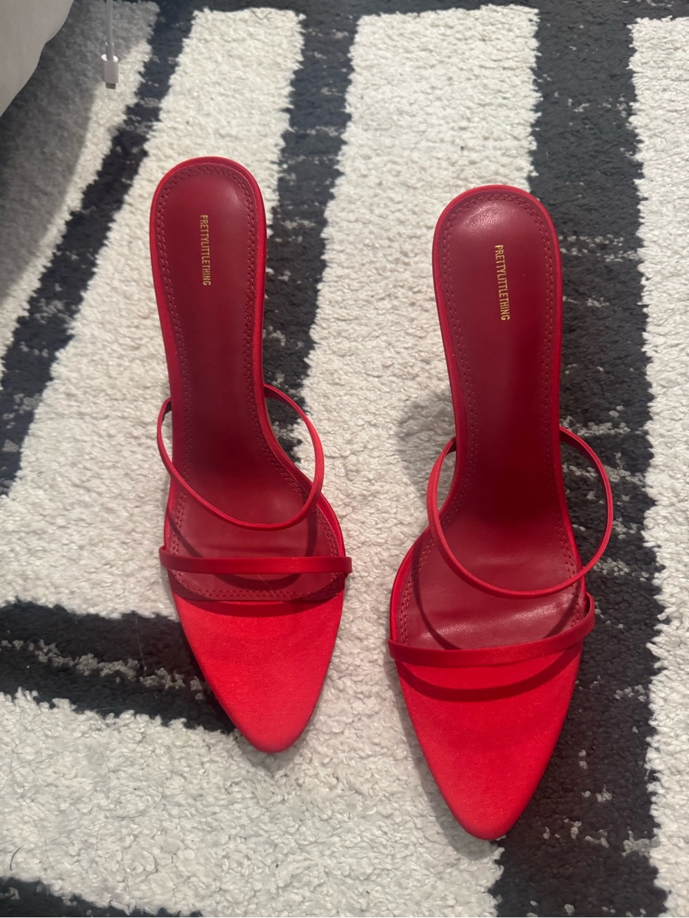 PrettyLittleThing Red Strappy Pointed Toe Heels